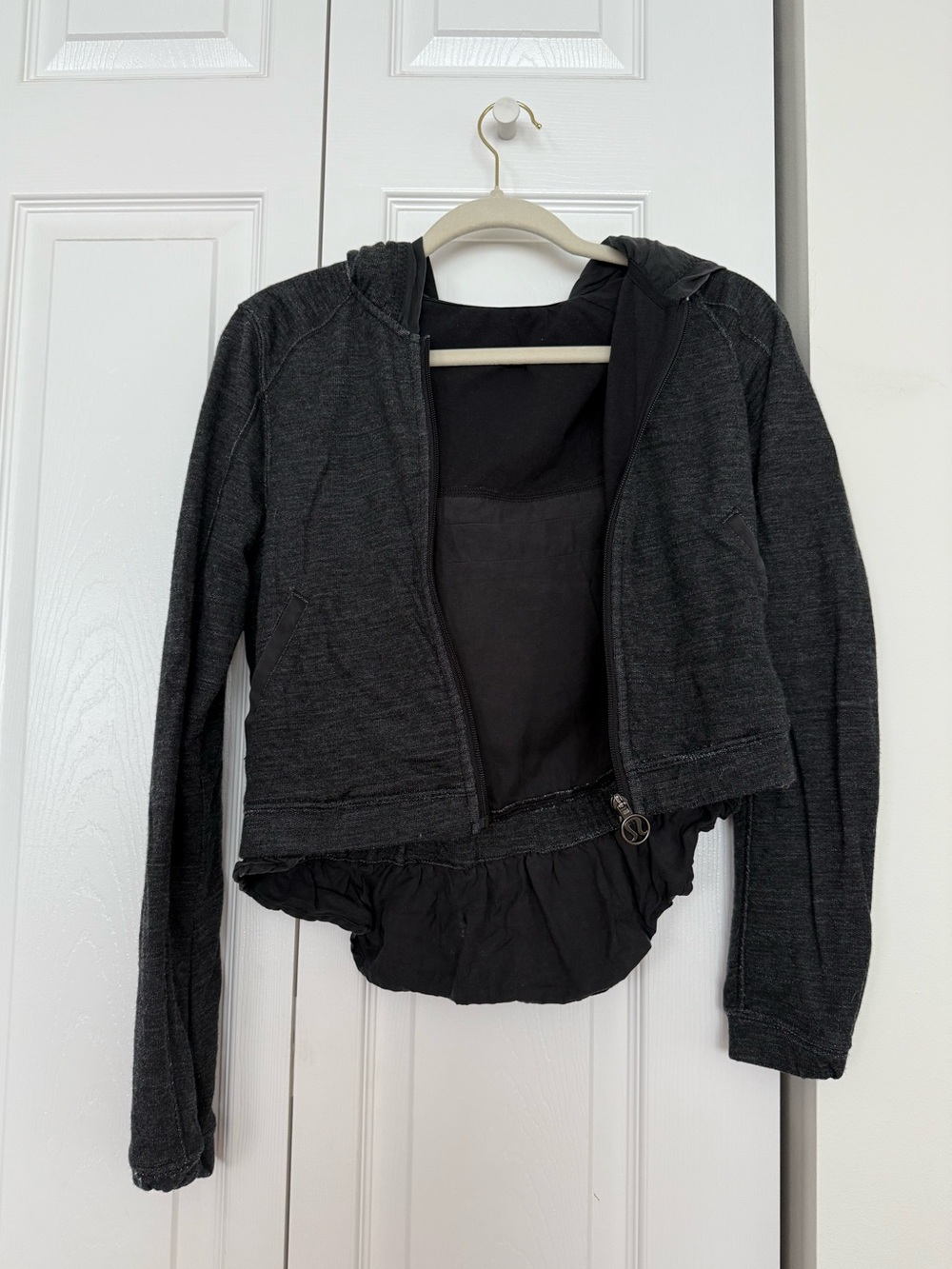 Lululemon Sweat & Repeat Full Zip Hoodie Size 6 Heather Gray Ruffle